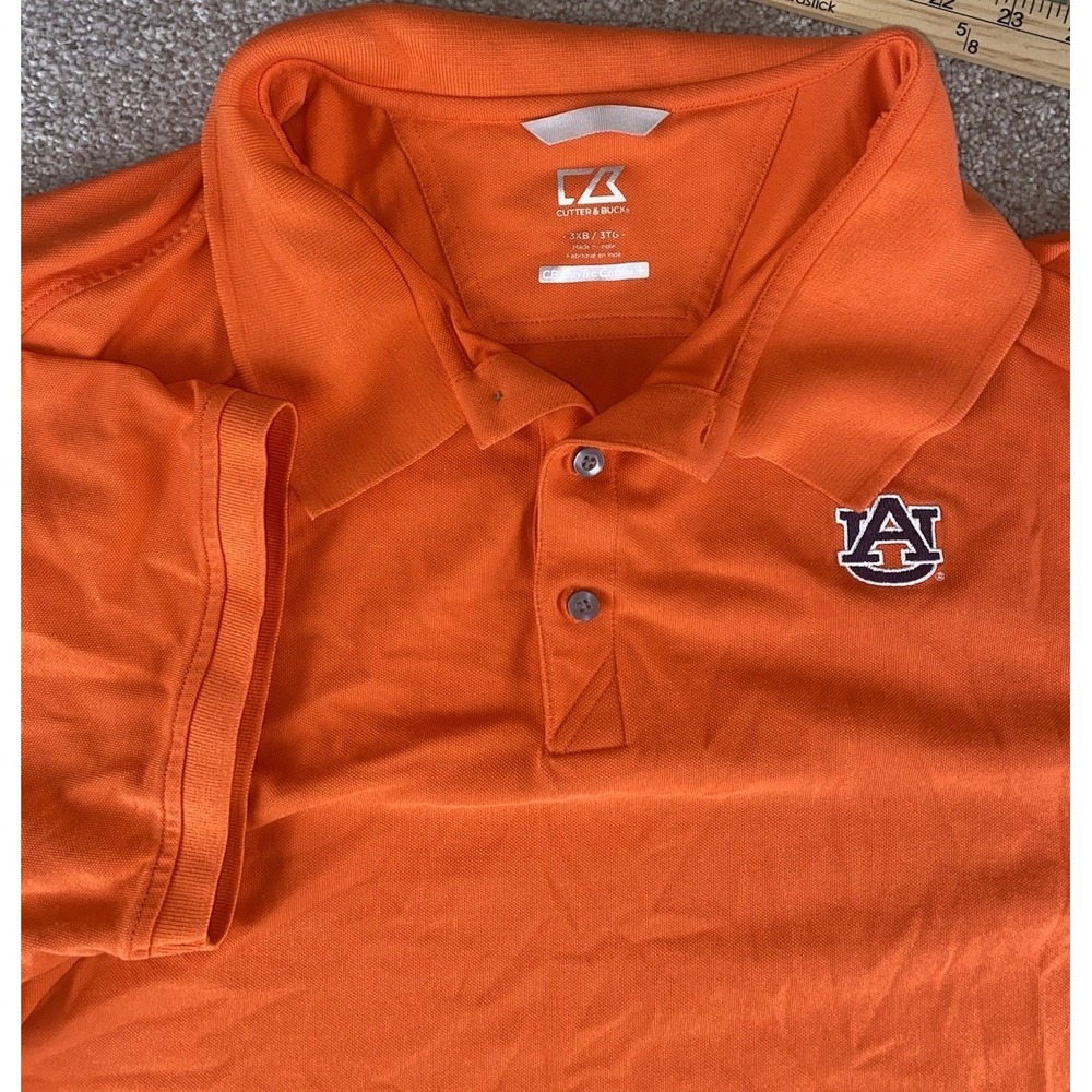 Cutter & Buck Dry Tech Cotton + Auburn Tigers Polo Orange Mens 3XB Preppy NCAA
